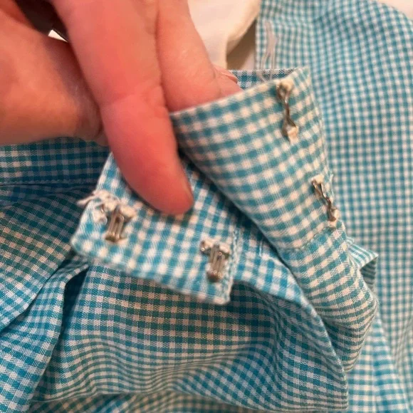 Vintage blue gingham midi a-line skirt - Picture 5 of 6
